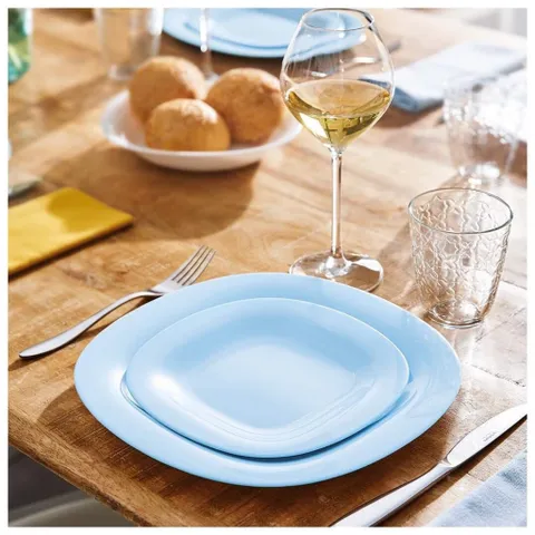 Đĩa nông lòng Luminarc Carine thủy tinh an toàn 19cm màu xanh dương - sản phẩm chính hãng Pháp, dễ vệ sinh, chịu va đập tốt