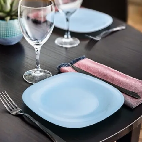 Đĩa nông lòng Luminarc Carine thủy tinh an toàn 19cm màu xanh dương - sản phẩm chính hãng Pháp, dễ vệ sinh, chịu va đập tốt