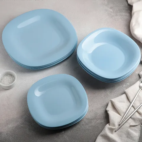 Đĩa nông lòng Luminarc Carine thủy tinh an toàn 19cm màu xanh dương - sản phẩm chính hãng Pháp, dễ vệ sinh, chịu va đập tốt