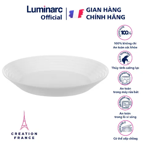 Đĩa Sâu Luminarc Harena 23cm - Thủy Tinh Chính Hãng Pháp, An Toàn Chống Xước, Dùng Cho Soup và Lò Vi Sóng