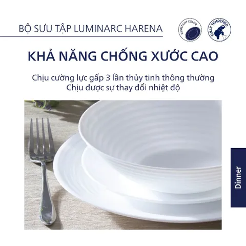 Đĩa Sâu Luminarc Harena 23cm - Thủy Tinh Chính Hãng Pháp, An Toàn Chống Xước, Dùng Cho Soup và Lò Vi Sóng