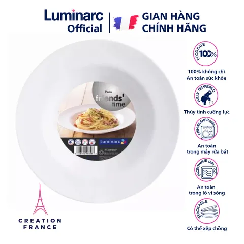 Đĩa Thủy Tinh Sâu Luminarc Friend's Time 28cm - Đĩa Ăn Mỳ Ý, Đựng Soup, Chất Liệu An Toàn, Thiết Kế Hiện Đại, Hàng Pháp
