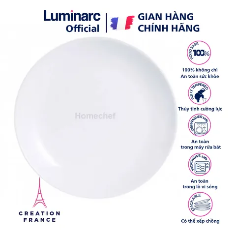 Đĩa thủy tinh Luminarc Diwali 25cm D6905 - Thoải mái sử dụng trong lò vi sóng và máy rửa bát, an toàn cho sức khỏe, hàng Pháp chính hãng.
