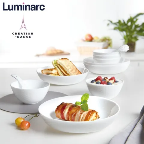 Đĩa (dĩa) thủy tinh sâu lòng Luminarc Diwali 20cm D6907, dùng lò vi sóng và máy rửa bát | Hàng chính hãng