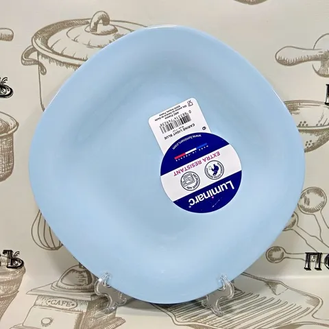 Đĩa Thủy Tinh Nông Lòng Luminarc Carine 27 cm - Đĩa Ăn An Toàn, Sang Trọng Màu Xanh Dễ Thương - Hàng Chính Hãng