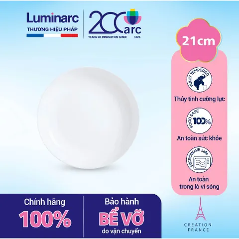 Đĩa Thủy Tinh Sâu Lòng Luminarc Friend's Time 21cm - Hàng Chính Hãng An Toàn Với Sức Khỏe, Thiết Kế Tinh Tế, Đặc Điểm Chống Xước, Dễ Vệ Sinh