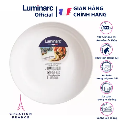 Đĩa Thủy Tinh Sâu Lòng Luminarc Friend's Time 21cm - Hàng Chính Hãng An Toàn Với Sức Khỏe, Thiết Kế Tinh Tế, Đặc Điểm Chống Xước, Dễ Vệ Sinh