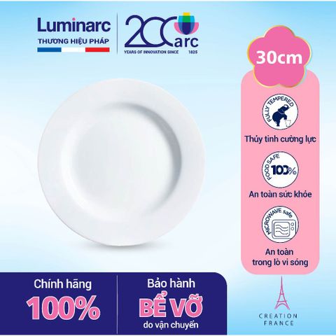 Đĩa thủy tinh Essence 30 cm - Thủy tinh cường lực an toàn cho máy rửa bát và lò vi sóng, thiết kế hiện đại, dễ vệ sinh