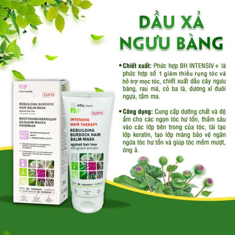 Bộ Dầu Gội Xả Serum Chống Rụng Tóc và Kích Mọc Tóc Elfa Pharm 200ml - Dưỡng Tóc Khỏe Mạnh Từ Ngưu Bàng, Xuất Xứ Ba Lan