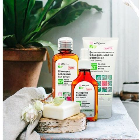 Bộ Dầu Gội Xả Serum Chống Rụng Tóc và Kích Mọc Tóc Elfa Pharm 200ml - Dưỡng Tóc Khỏe Mạnh Từ Ngưu Bàng, Xuất Xứ Ba Lan