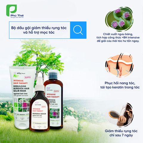 Bộ Dầu Gội Xả Serum Chống Rụng Tóc và Kích Mọc Tóc Elfa Pharm 200ml - Dưỡng Tóc Khỏe Mạnh Từ Ngưu Bàng, Xuất Xứ Ba Lan