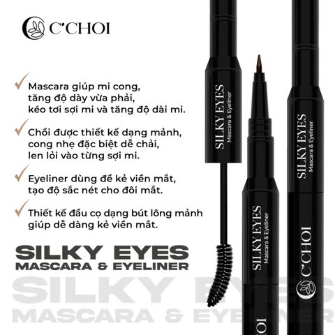 Bút Kẻ Mắt & Mascara C'Choi Chống Thấm Nước - Sản Phẩm Trang Điểm 2 Trong 1, Lâu Trôi, Dễ Sử Dụng, Mắt Rạng Rỡ