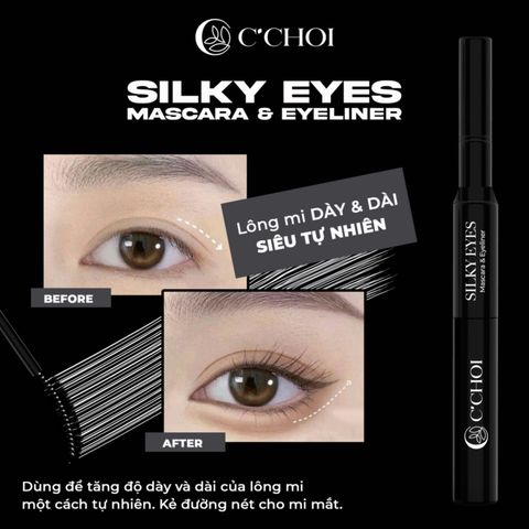 Bút Kẻ Mắt & Mascara C'Choi Chống Thấm Nước - Sản Phẩm Trang Điểm 2 Trong 1, Lâu Trôi, Dễ Sử Dụng, Mắt Rạng Rỡ