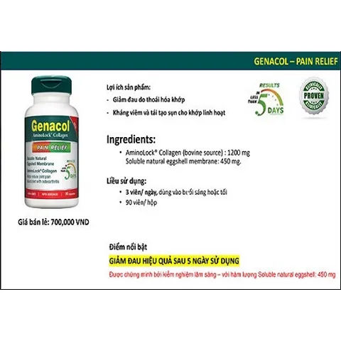 Viên Uống Xương Khớp Genacol Canada - Giải Pháp Tái Tạo Sụn Khớp, Giảm Đau và Hạn Chế Thoái Hóa Khớp, 90 Viên