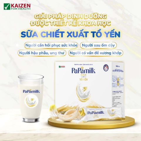 Sữa hỗ trợ loãng xương PaPamilk Gold chứa Tổ Yến 32g x 24 gói - Sữa dinh dưỡng phục hồi sức khỏe cho người lớn và người ốm dậy