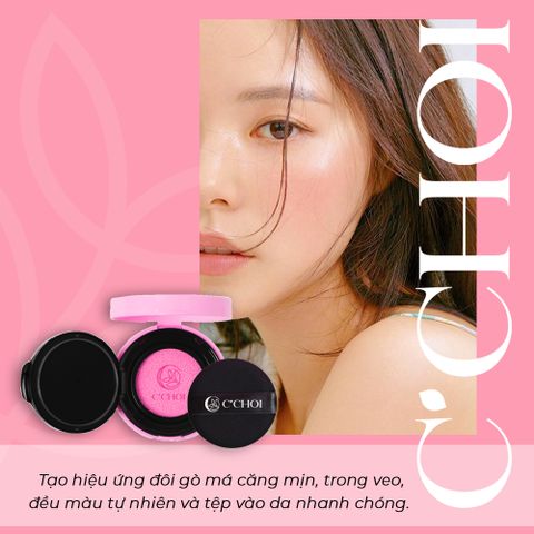 Phấn Nước Má Hồng - Mỹ Phẩm Xanh C'Choi - Slim Cushion Blush 8g ửng hồng tự nhiên, chống nắng SPF 20