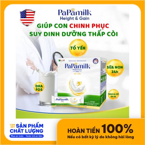 Sữa Tăng Cân, Chiều Cao Cho Trẻ PaPamilk Height & Gain Sữa Non 24H Tổ Yến - Dinh Dưỡng Tăng Cường Sức Đề Kháng, Phát Triển Toàn Diện