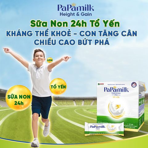 Sữa Tăng Cân, Chiều Cao Cho Trẻ PaPamilk Height & Gain Sữa Non 24H Tổ Yến - Dinh Dưỡng Tăng Cường Sức Đề Kháng, Phát Triển Toàn Diện