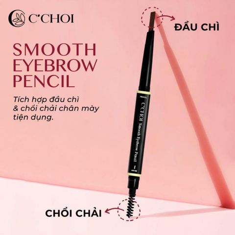Chì Kẻ Mày Lâu Trôi C'Choi - Chì Kẻ Mày Tự Nhiên Dễ Tán, Phù Hợp Trang Điểm Á Đông, 2 Màu Xám Đen & Nâu Café