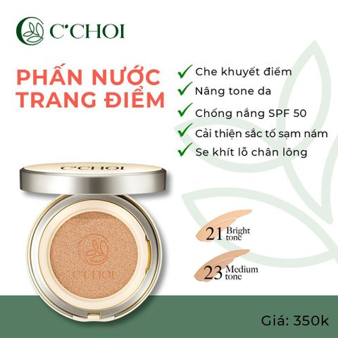 Phấn Nước Cushion C'CHOI - Mịn Da, Nâng Tone, Giữ Ẩm, Chống Nắng - Mỹ Phẩm Xanh Tự Nhiên, Phù Hợp Cho Mọi Loại Da