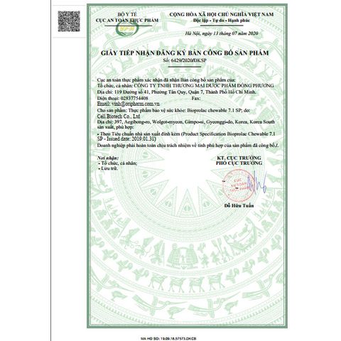 Viên Nhai Bổ Sung Lợi Khuẩn Bioprolac Chewable 7.1 SP - Hỗ Trợ Tiêu Hóa Khỏe Mạnh - Cell Biotech Hàn Quốc