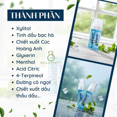 Xịt Thơm Miệng Vfresh Bạc Hà - Khử Mùi Hôi, Ngăn Ngừa Sâu Răng và Viêm Lợi - Hơi Thở Thơm Mát, Dễ Dàng Sử Dụng