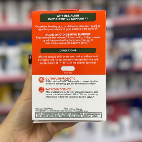 Viên uống Align Probiotic 42 viên - Men vi sinh hỗ trợ tiêu hóa, giảm đầy hơi, chướng bụng - Sức khỏe đường ruột tối ưu
