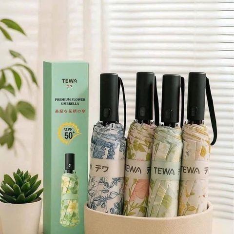 Ô Tự Động 24 Nan TEWA Japan - Ô Chống Nắng UV 99%, Chống Thấm Tuyệt Đối, Thiết Kế Hoa Nhẹ Nhàng, Quà Tặng Sang Trọng