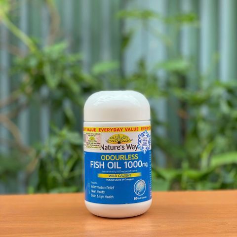 Dầu Cá Thiên Nhiên Không Mùi Nature's Way 1000mg - Bổ Sung EPA, DHA Hỗ Trợ Mắt Và Não Bộ (Hộp 80 Viên)