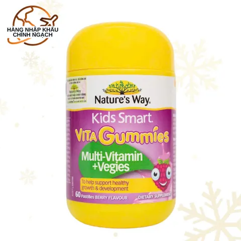 [Sale - Date 10/2026] Viên Nhai Kids Smart Nature's Way Vita Gummies Multi-Vitamin Vegies - Bổ Sung Vitamin Tăng Cường Sức Khỏe Cho Trẻ Em (60 Viên)