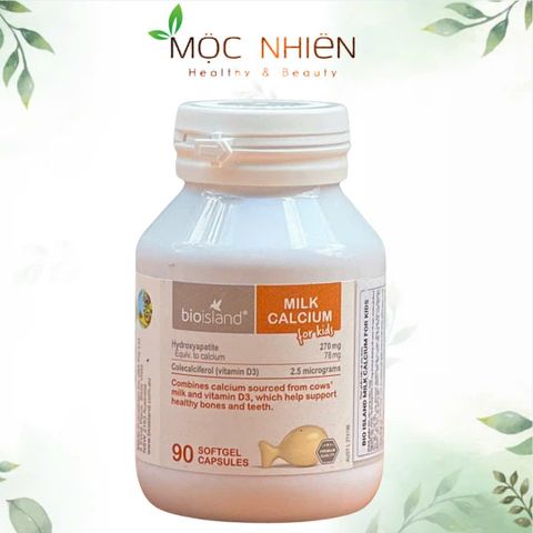 Viên Canxi Sữa Bio Island cho Bé - Hỗ Trợ Phát Triển Chiều Cao và Xương Khớp - Vitamin D3 - 90 Viên Úc