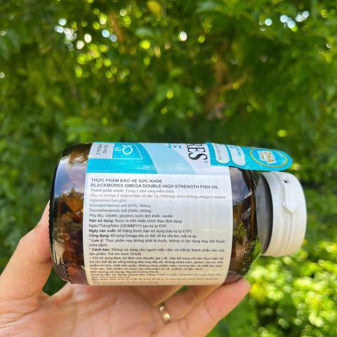 Viên uống Omega 3 Blackmores Double High Strength Fish Oil - 90 viên bổ sung DHA tốt cho não bộ, tim mạch và thị lực