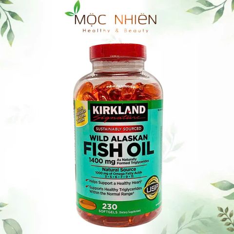 Viên Uống Dầu Cá Alaska Kirkland 1400mg - Omega-3 Hỗ Trợ Tim Mạch & Thần Kinh - 230 Viên Bổ Sung Sức Khỏe Mỹ