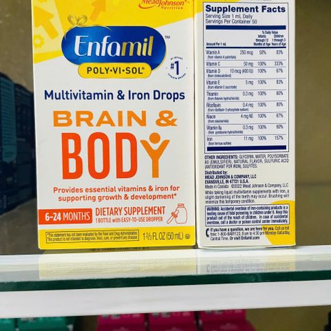Vitamin Tổng Hợp Chứa Sắt ENFAMIL BRAIN & BODY Mỹ Dạng Giọt Cho Bé Từ 6-24m.