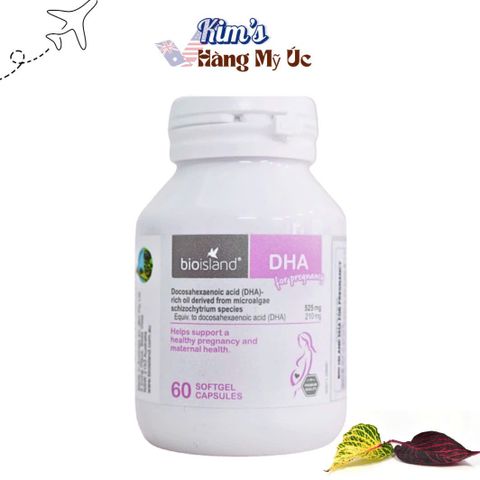 Viên uống DHA Bio Island cho bà bầu - Hỗ trợ phát triển trí não và thị giác cho thai nhi - 60 viên nhập khẩu từ Úc