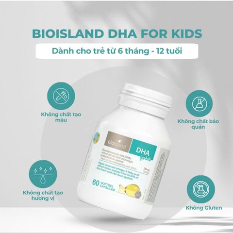 Viên uống bổ sung DHA Bio Island cho trẻ em - Hỗ trợ phát triển não bộ và thị giác, 60 viên nhập khẩu chính ngạch từ Úc