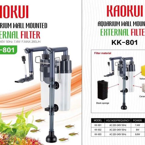 Lọc Treo KaoKui KK 801/802/803 - Bộ Lọc Hồ Cá Cảnh Tiện Lợi, Thiết Kế Gọn Gàng, Tăng Oxy, Phù Hợp với Thủy Sinh