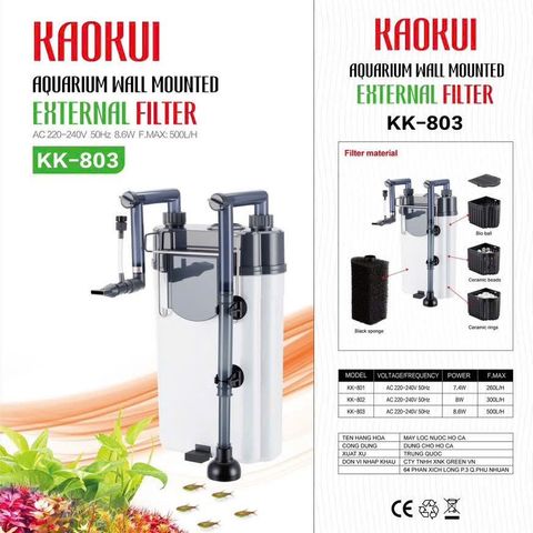 Lọc Treo KaoKui KK 801/802/803 - Bộ Lọc Hồ Cá Cảnh Tiện Lợi, Thiết Kế Gọn Gàng, Tăng Oxy, Phù Hợp với Thủy Sinh
