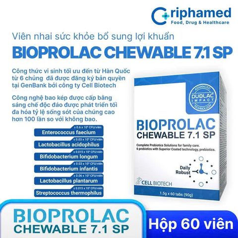 Viên Nhai Bổ Sung Lợi Khuẩn Bioprolac Chewable 7.1 SP - Hỗ Trợ Tiêu Hóa Khỏe Mạnh - Cell Biotech Hàn Quốc