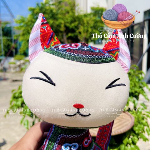 Thú Nhồi Bông Mèo Thần Tài Thổ Cẩm Sapa - Quà Tặng Ý Nghĩa Chất Liệu Mềm Mại Cho Bé Yêu