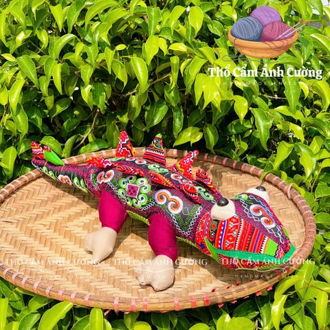 Thú Nhồi Bông Cá Sấu Thổ Cẩm Thêu Mềm Mại - Đồ Chơi Trẻ Em Ý Nghĩa Từ Thổ Cẩm Ánh Cường