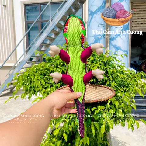 Thú Nhồi Bông Cá Sấu Thổ Cẩm Thêu Mềm Mại - Đồ Chơi Trẻ Em Ý Nghĩa Từ Thổ Cẩm Ánh Cường