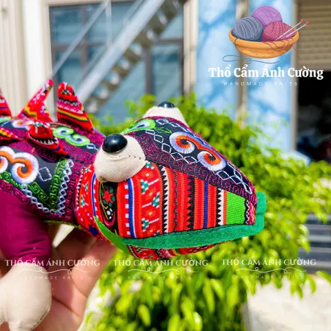 Thú Nhồi Bông Cá Sấu Thổ Cẩm Thêu Mềm Mại - Đồ Chơi Trẻ Em Ý Nghĩa Từ Thổ Cẩm Ánh Cường