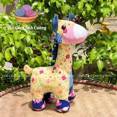 Thú Nhồi Bông Bò Sữa Hoa Dễ Thương - Vải Hoa Mềm Mại, Quà Tặng Ý Nghĩa Cho Trẻ Em - Thổ Cẩm Ánh Cường