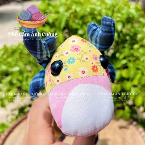 Thú Nhồi Bông Bò Sữa Hoa Dễ Thương - Vải Hoa Mềm Mại, Quà Tặng Ý Nghĩa Cho Trẻ Em - Thổ Cẩm Ánh Cường
