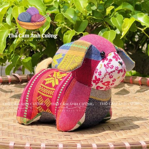 Thú Nhồi Bông Chó Con Thổ Cẩm Dân Tộc Thái - Quà Tặng Ý Nghĩa Cho Bé Yêu, Chất Liệu Vải Thoáng Mát