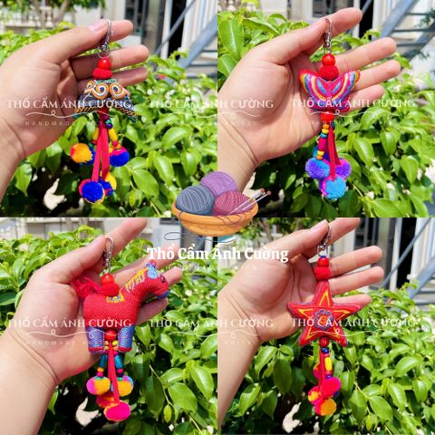 Móc Khóa Thêu Tay Hình Con Vật Dễ Thương - Hàng Thủ Công Chất Liệu Thổ Cẩm Dân Tộc Thái - Quà Tặng Ý Nghĩa