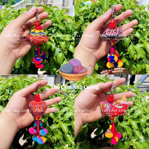 Móc Khóa Thêu Tay Hình Con Vật Dễ Thương - Hàng Thủ Công Chất Liệu Thổ Cẩm Dân Tộc Thái - Quà Tặng Ý Nghĩa