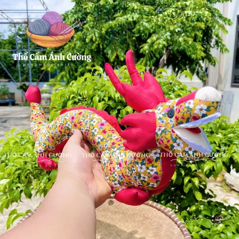 Thú Nhồi Bông Con Rồng Dễ Thương - Đồ Chơi Trẻ Em Bằng Vải Hoa, Quà Tặng Ý Nghĩa Từ Thổ Cẩm Ánh Cường