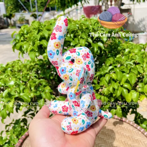 Thú Nhồi Bông Voi Ngồi Hoa Đáng Yêu - Đồ Chơi Trẻ Em Chất Liệu Vải Hoa Mềm Mại - Quà Tặng Ý Nghĩa Cho Bé